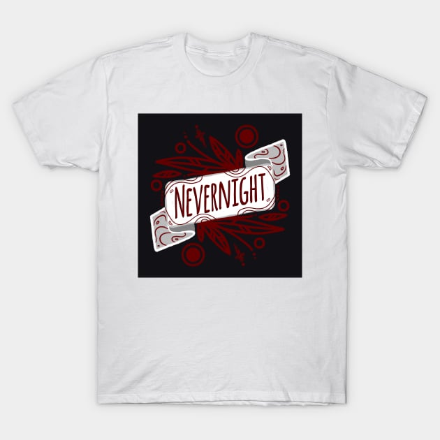 Nevernight Banner - Black, White, and Red T-Shirt by livelonganddraw